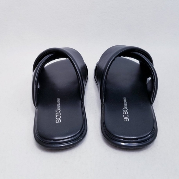 BCBG Generation Black Vegan Leather Slides - NIB - Picture 6 of 8